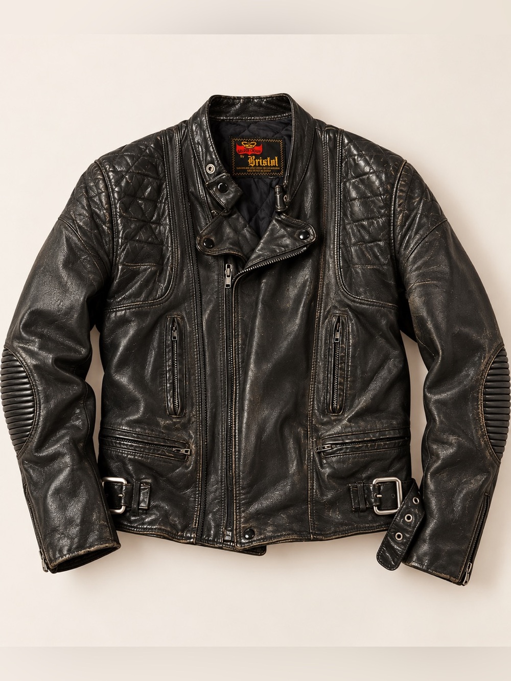 Men's Black Quilted Leather Bomber Jacket